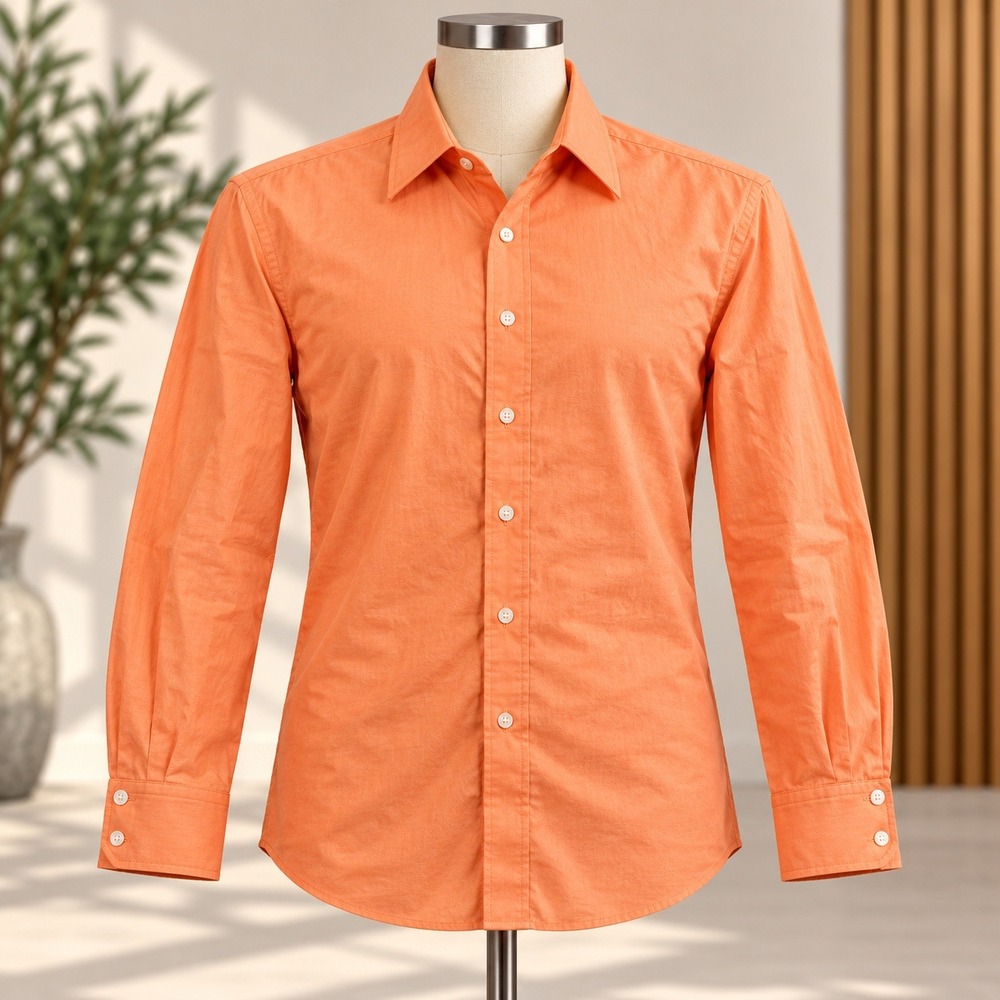 Croft & Barrow Button Down Shirt Mens 15 32/33 Orange Broadcloth Classic Fit